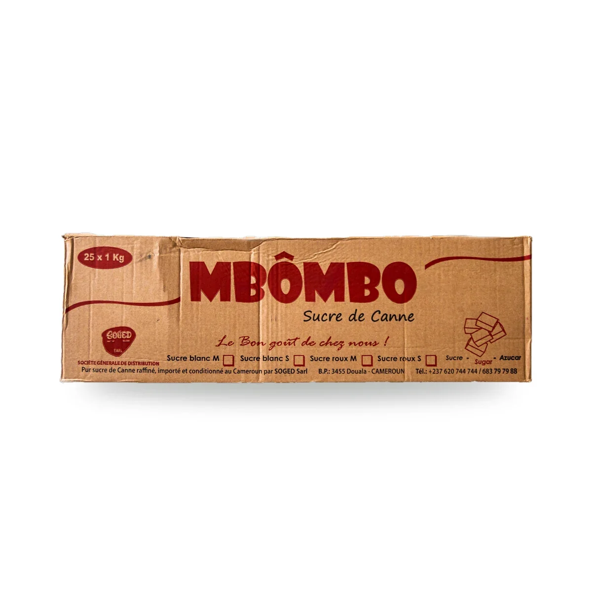 Sucre de canne Mbômbo (carton 25 × 1 kg)